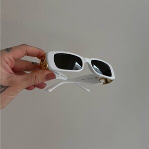 Balenciaga Sunglasses in White with Gold Details